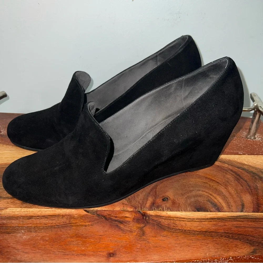 Stuart Weitzman Black Suede Wedges Women’s Size 10 Loafers Made in Spain - Picture 4 of 7
